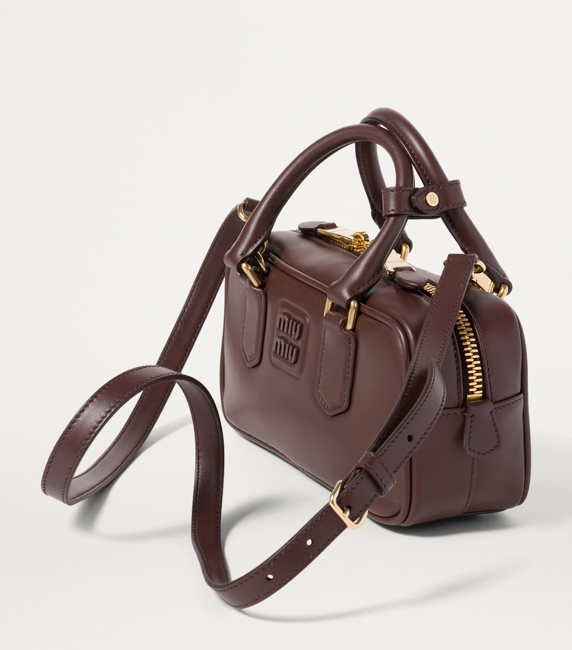 Brown Leather Arcadie Top-Handle Bag