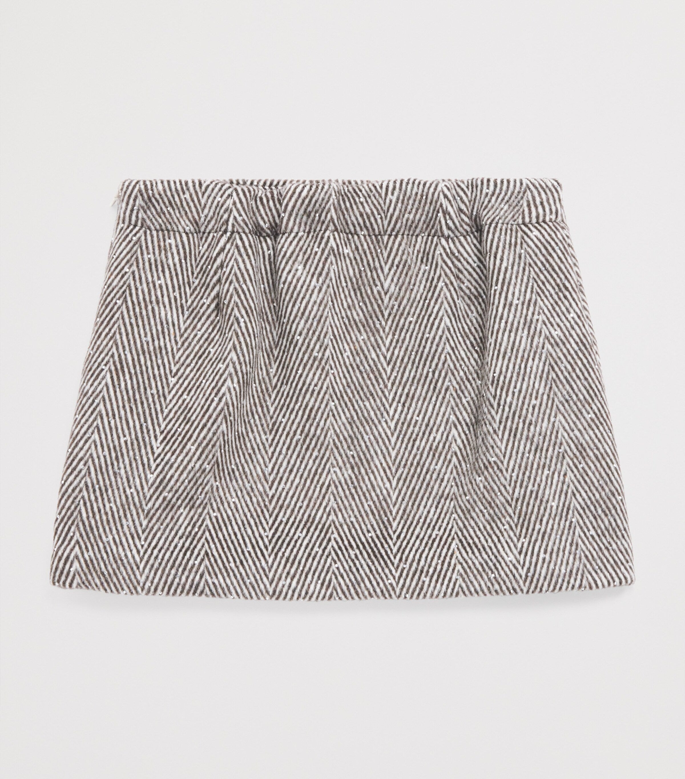 Brown Embellished Herringbone Mini Skirt (2-14 Years)