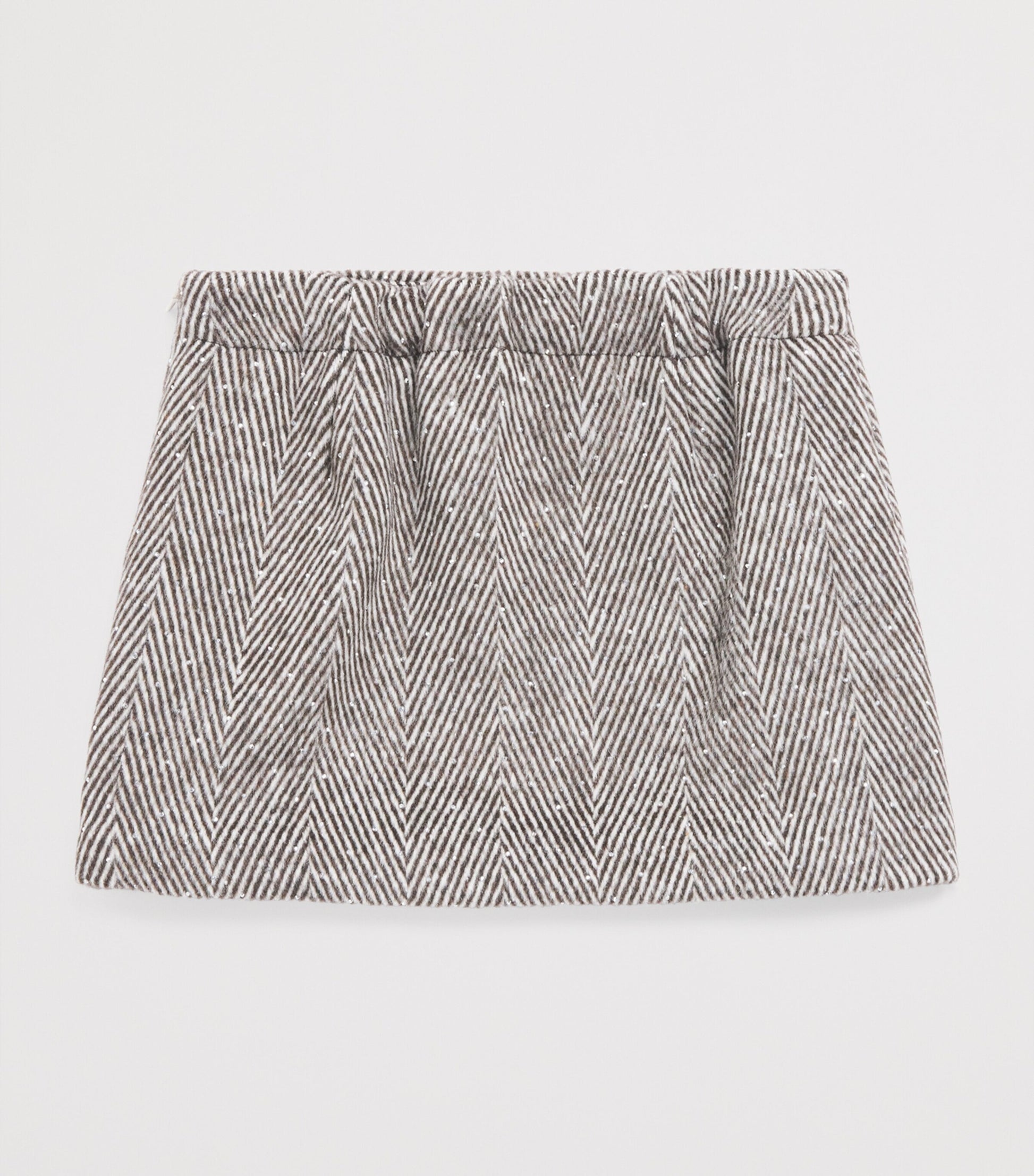 Brown Embellished Herringbone Mini Skirt (2-14 Years)