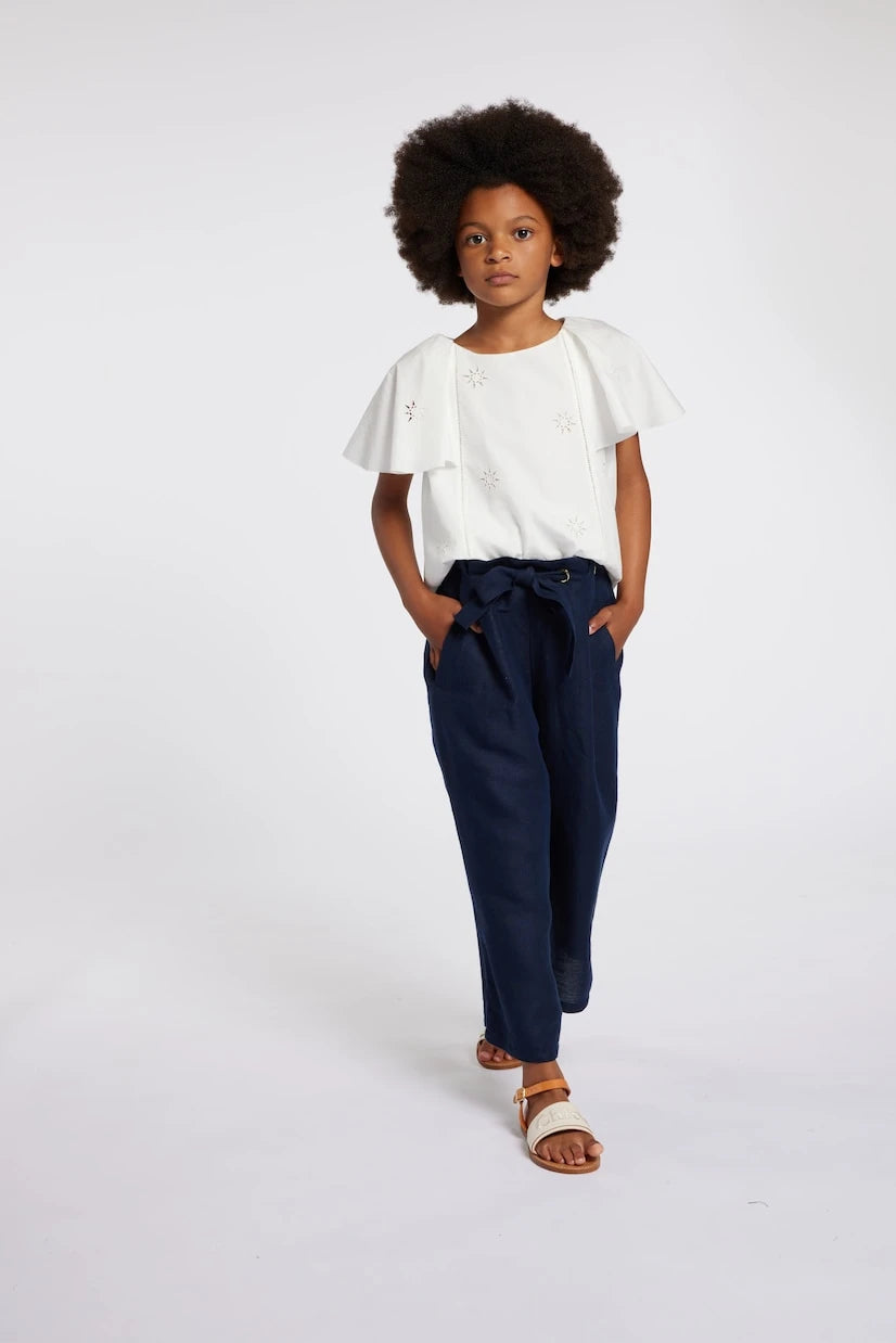 Chloé Kids - بنطلون كتان بقصة مستقيمة