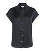 Vince Black Ruched-Back Button-Up Blouse