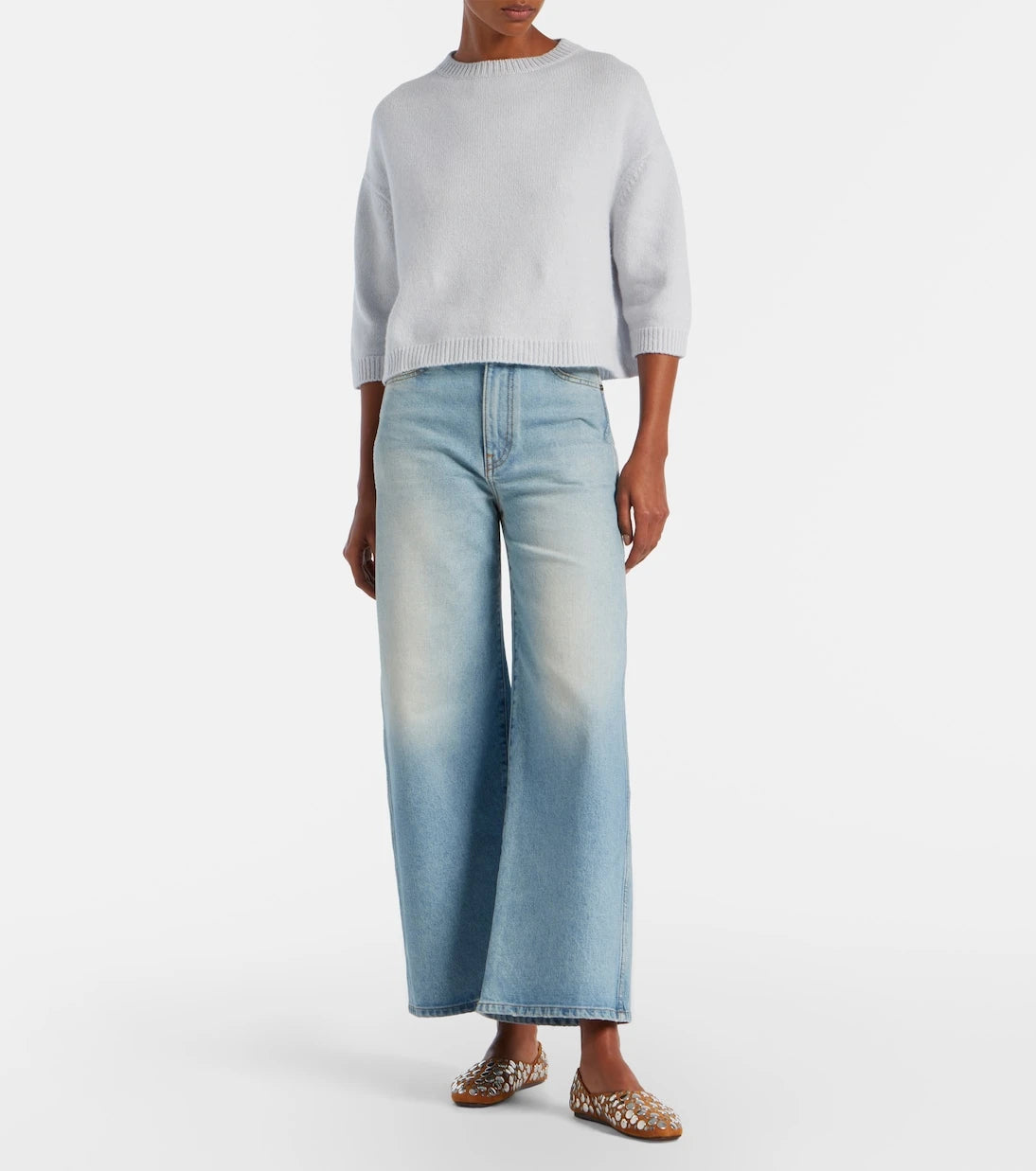 Khaite - Jane studded suede ballet flats