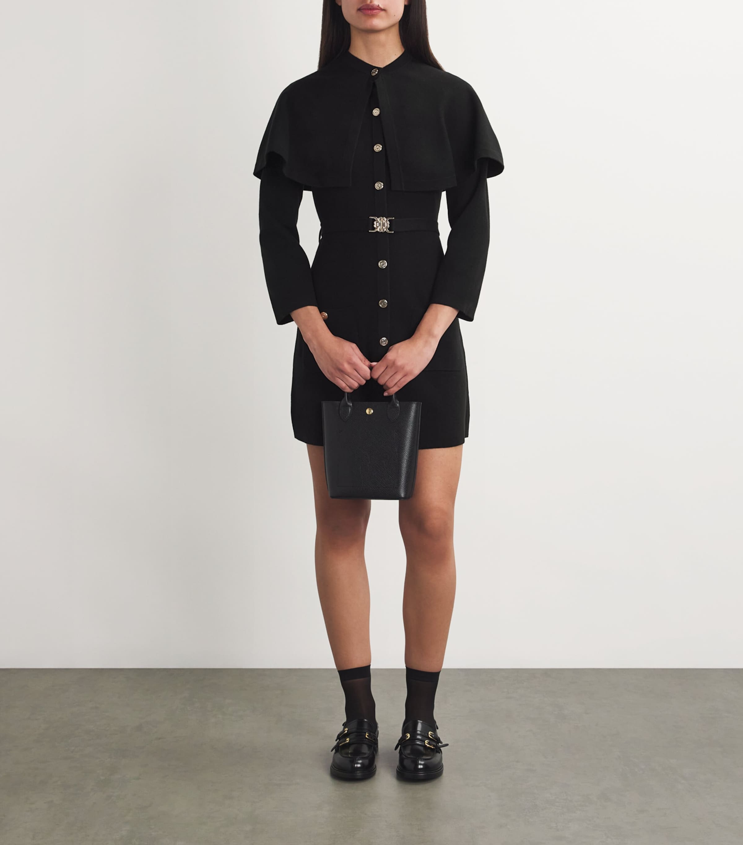 Black Knitted Cape Dress