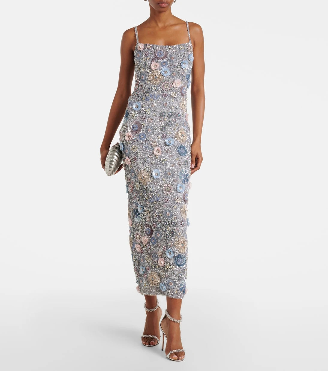 Rachel Gilbert - Embellished floral-appliqué midi dress