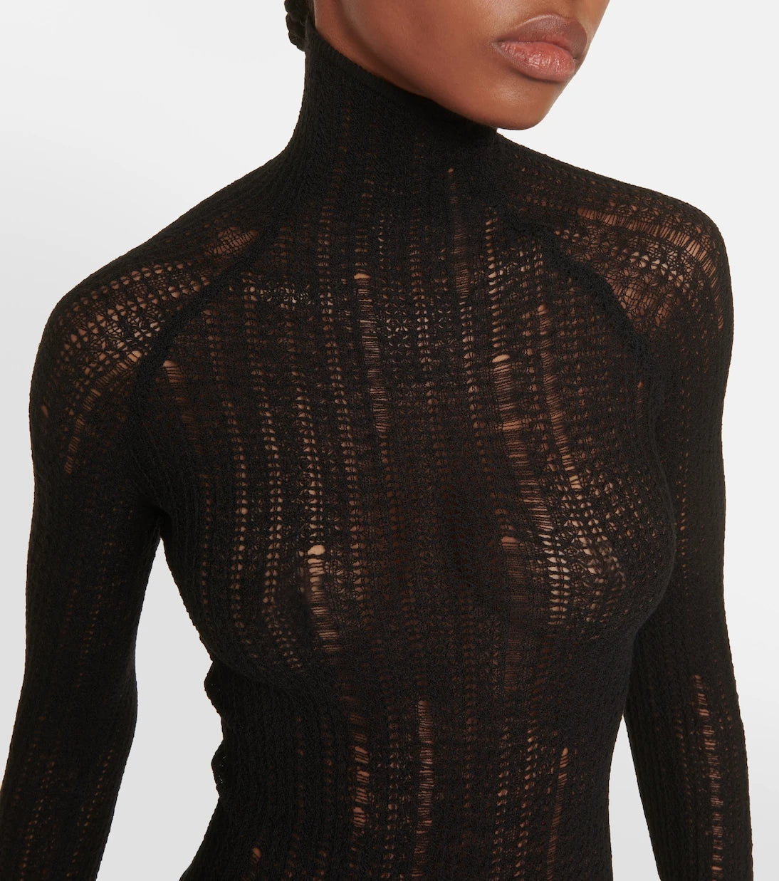 Alaïa - Distressed wool-blend midi dress