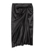 Balenciaga Black Satin Gathered Midi Skirt