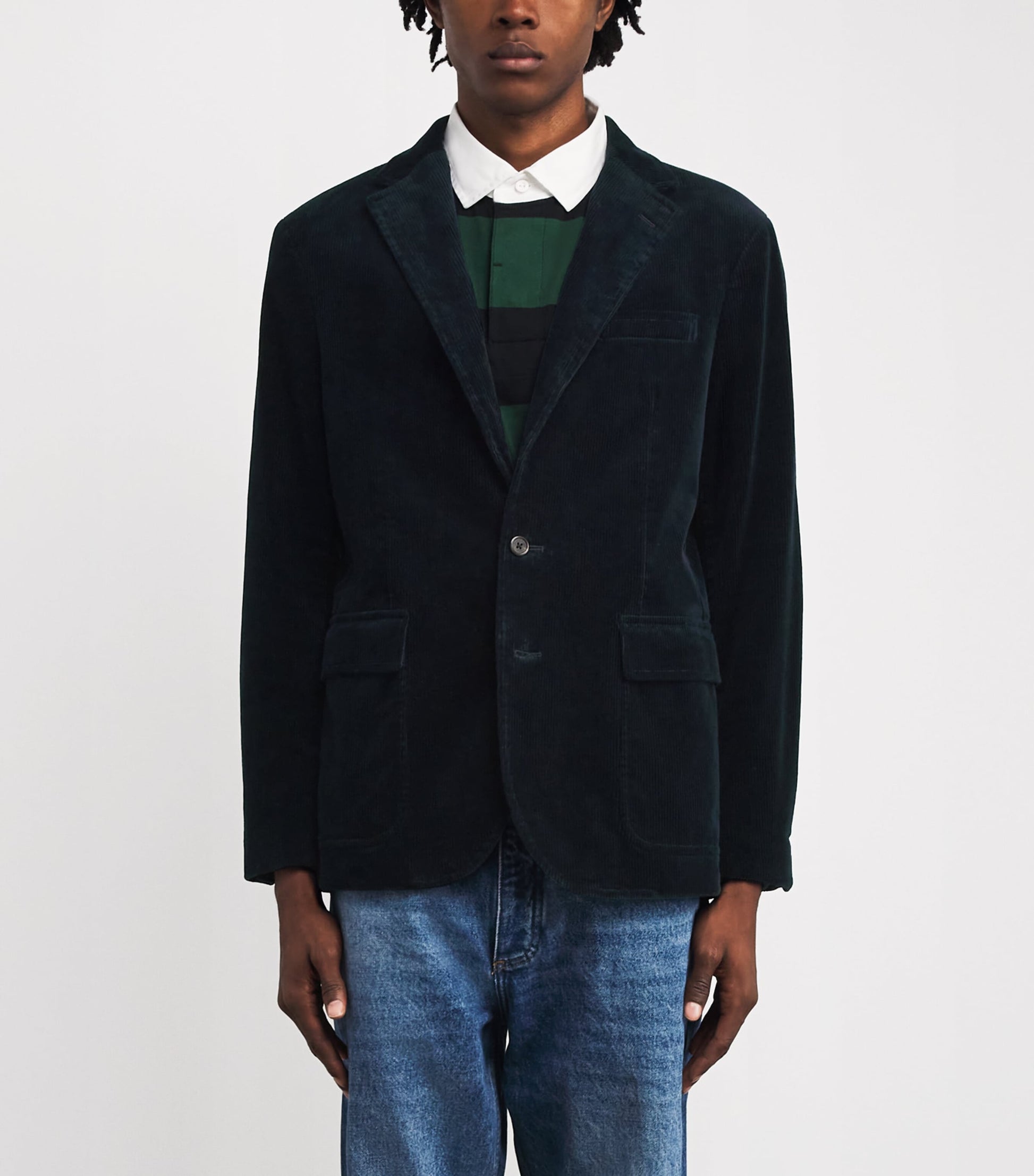Corduroy Single-Breasted Blazer NAVY