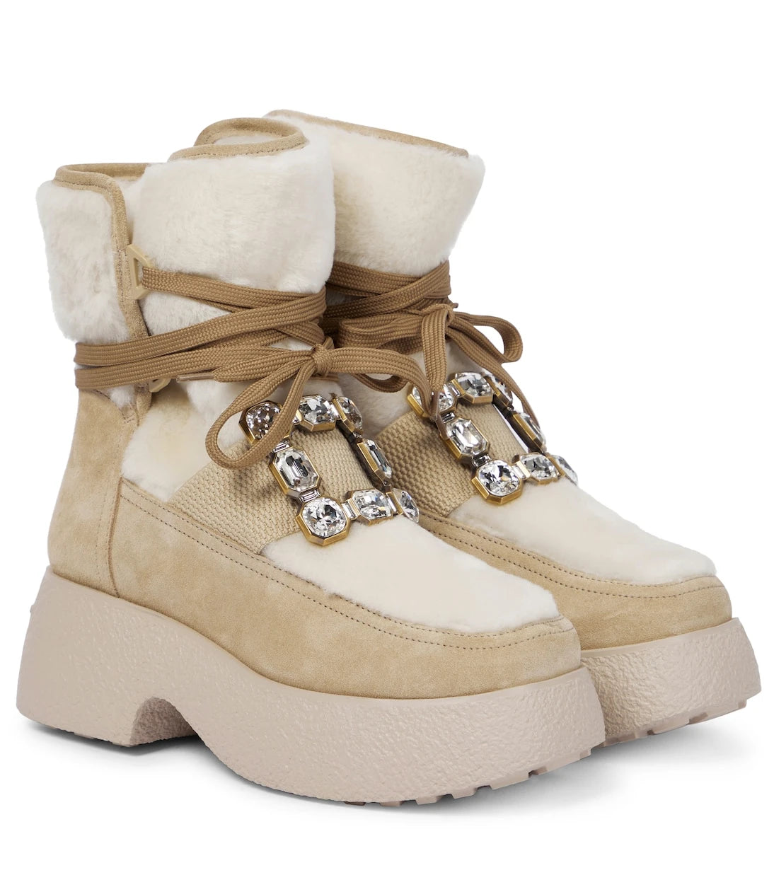 Roger Vivier - Viv' Rangers shearling-trimmed suede ankle boots