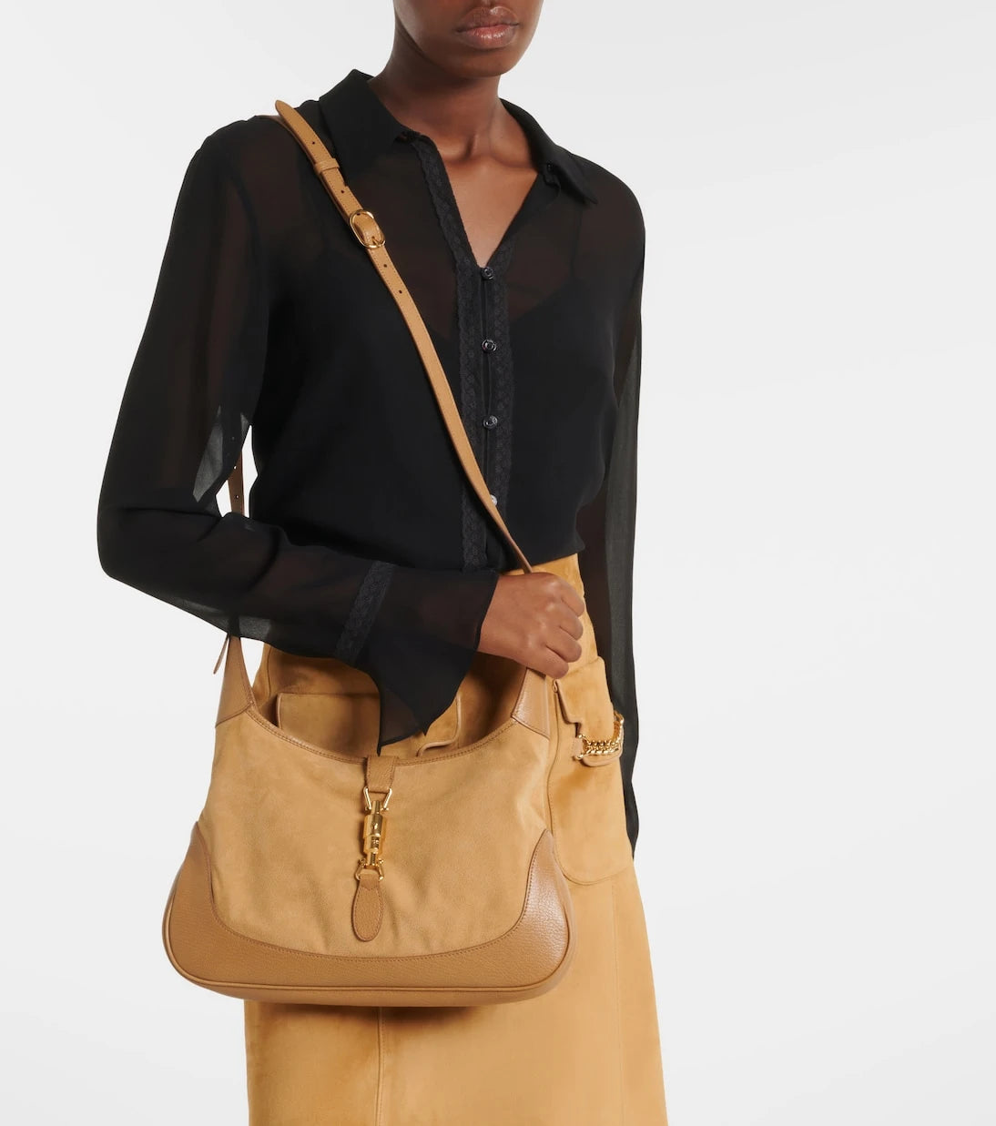 Gucci - Gucci Jackie 1961 Medium suede shoulder bag