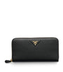 Black Large Leather Zipped Wallet
