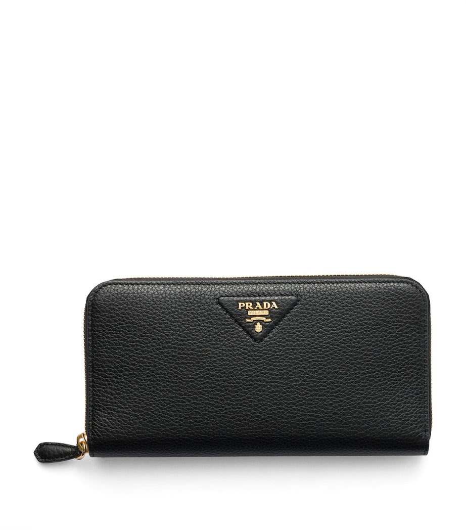 Black Large Leather Zipped Wallet