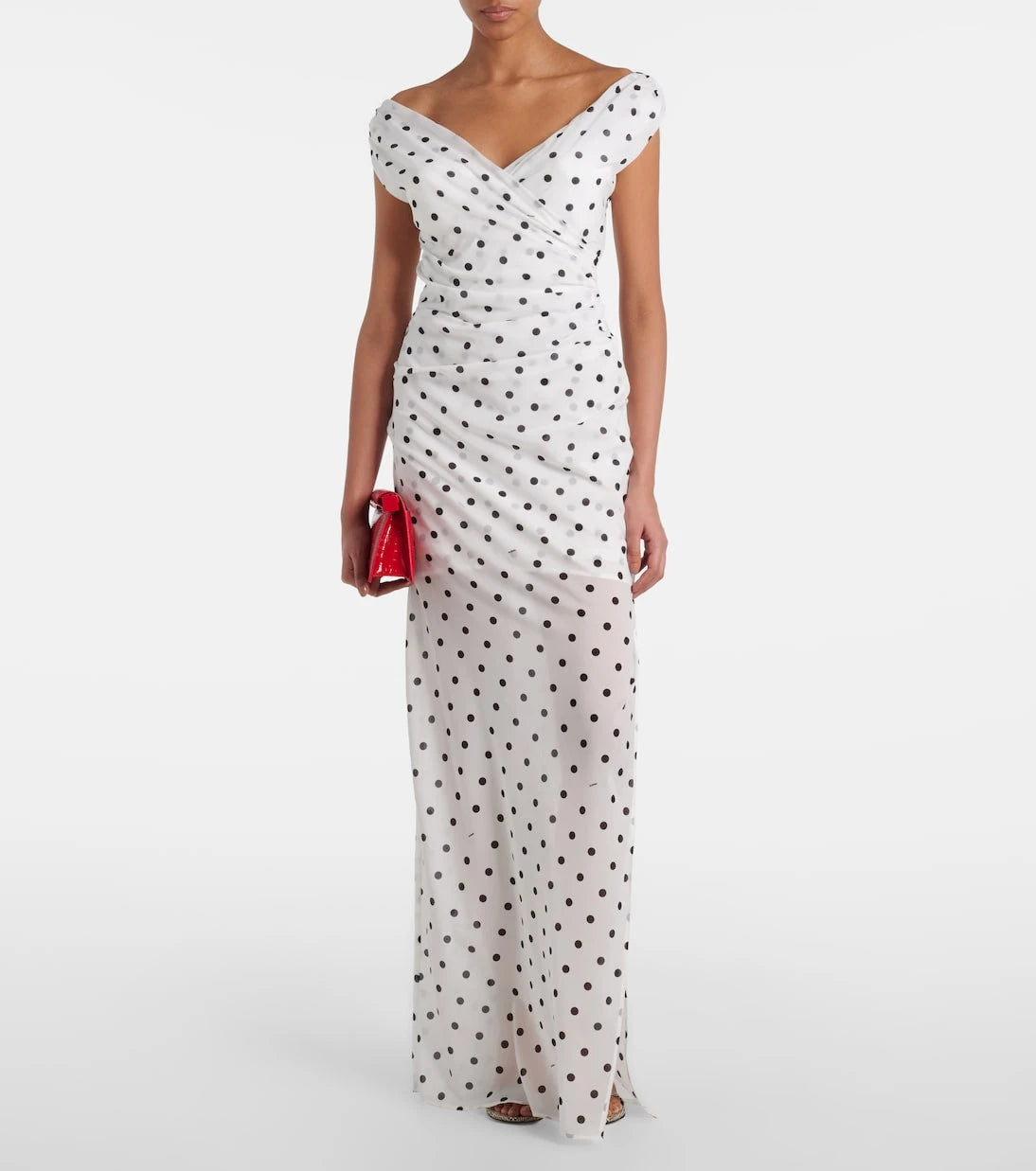Jacquemus - Rita draped polka-dot maxi dress