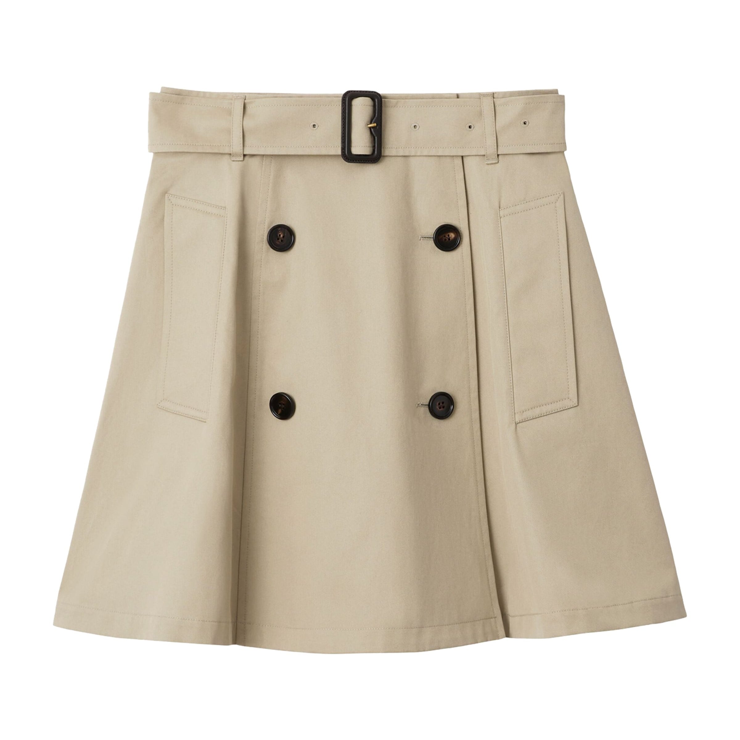 Beige Gabardine Trench Mini Skirt