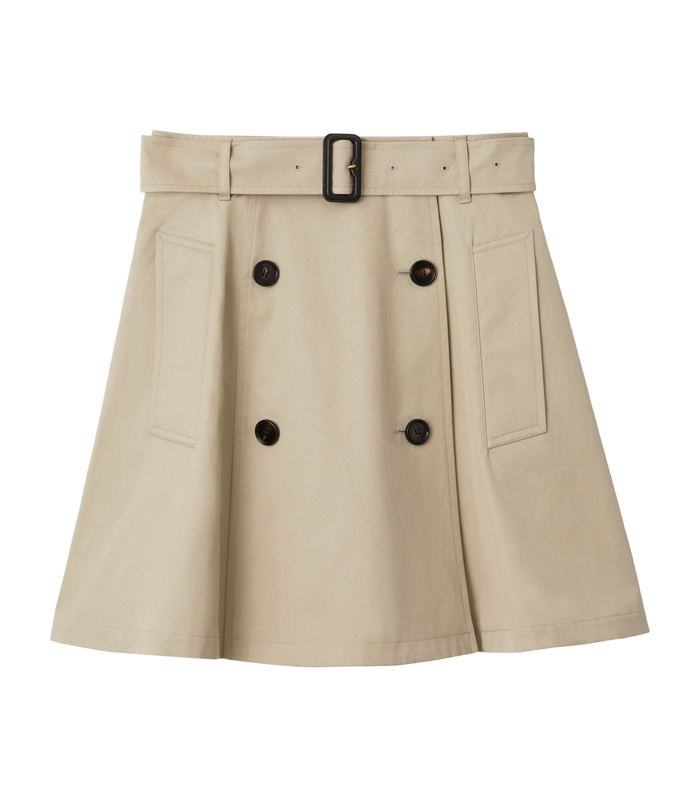 Beige Gabardine Trench Mini Skirt