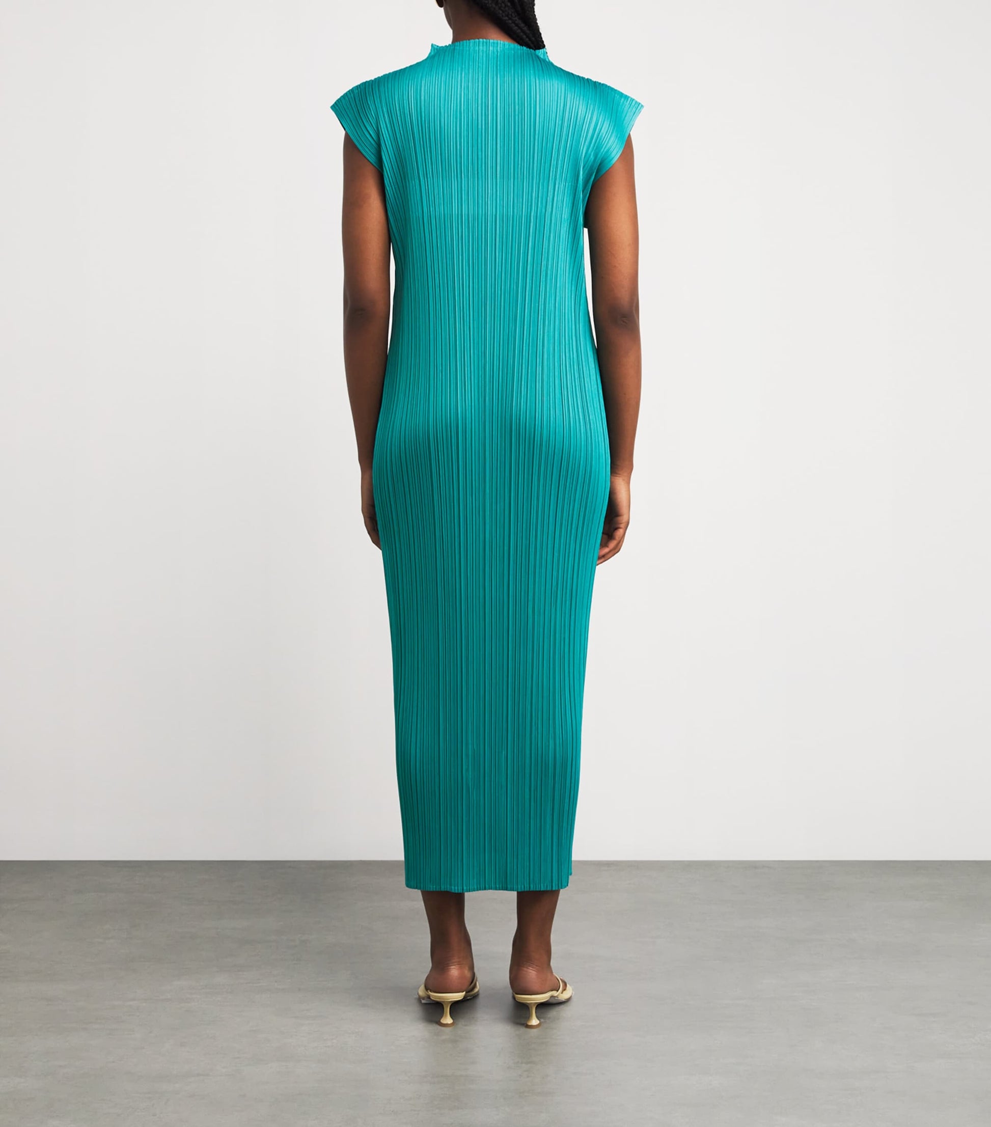 Pleats Please Issey Miyake Green Monthly Colors June Midi Dress