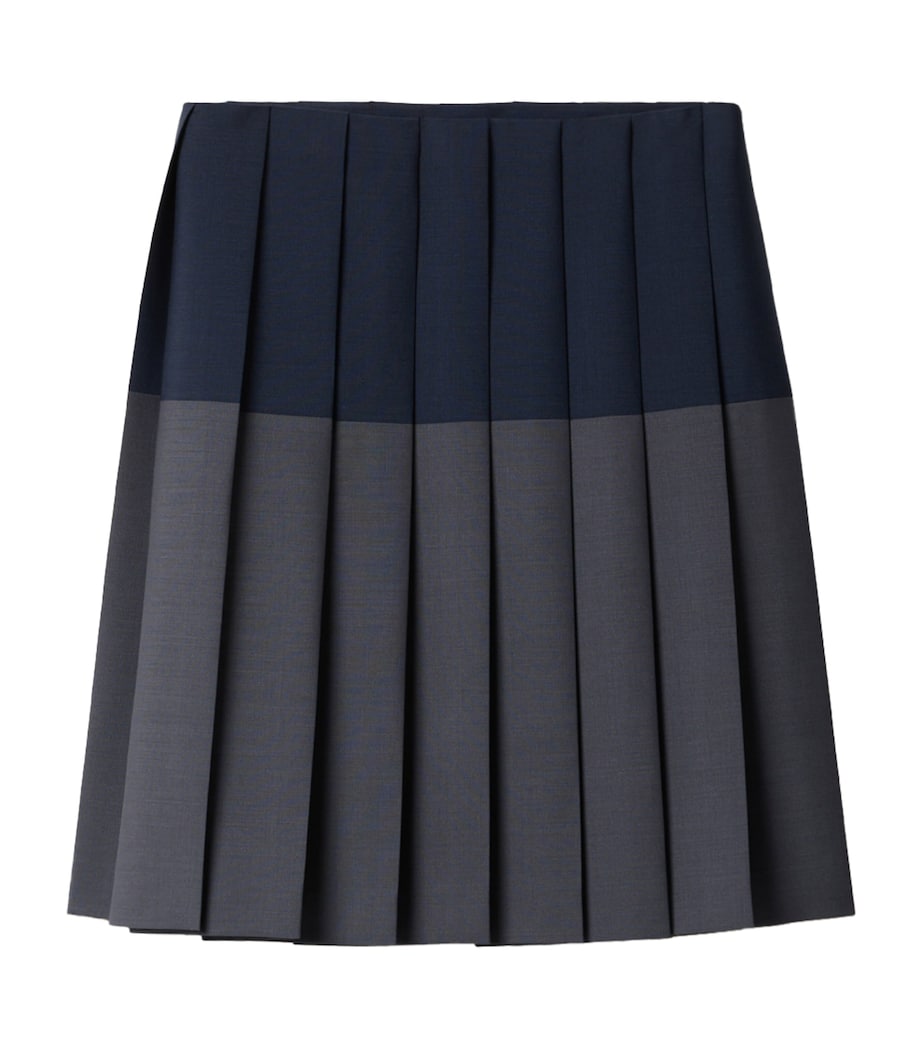 Grey Mohair-Wool Pleated Midi Skirt