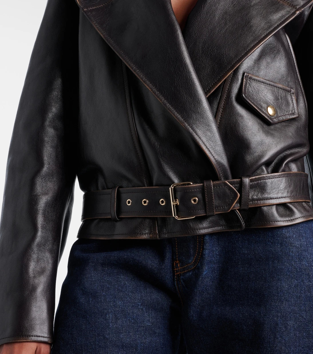 Alaïa - Hooded leather biker jacket
