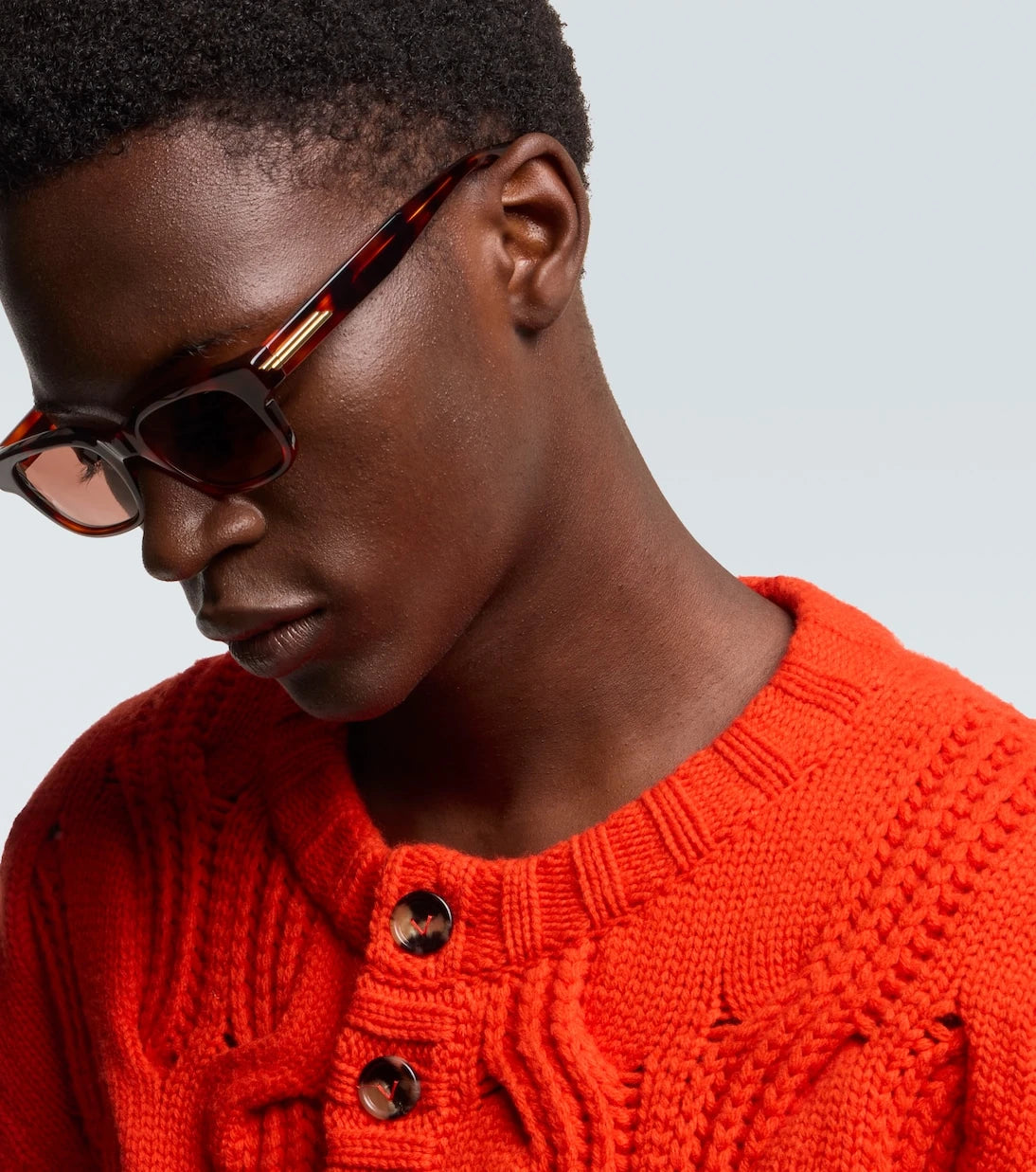 Bottega Veneta - نظارة شمسية مربعة مطاطية
