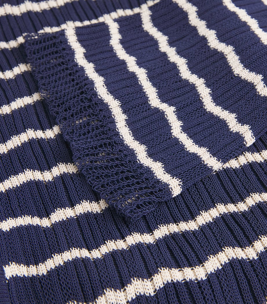 Rag & Bone Blue Cotton-Blend Striped Chiara Cardigan