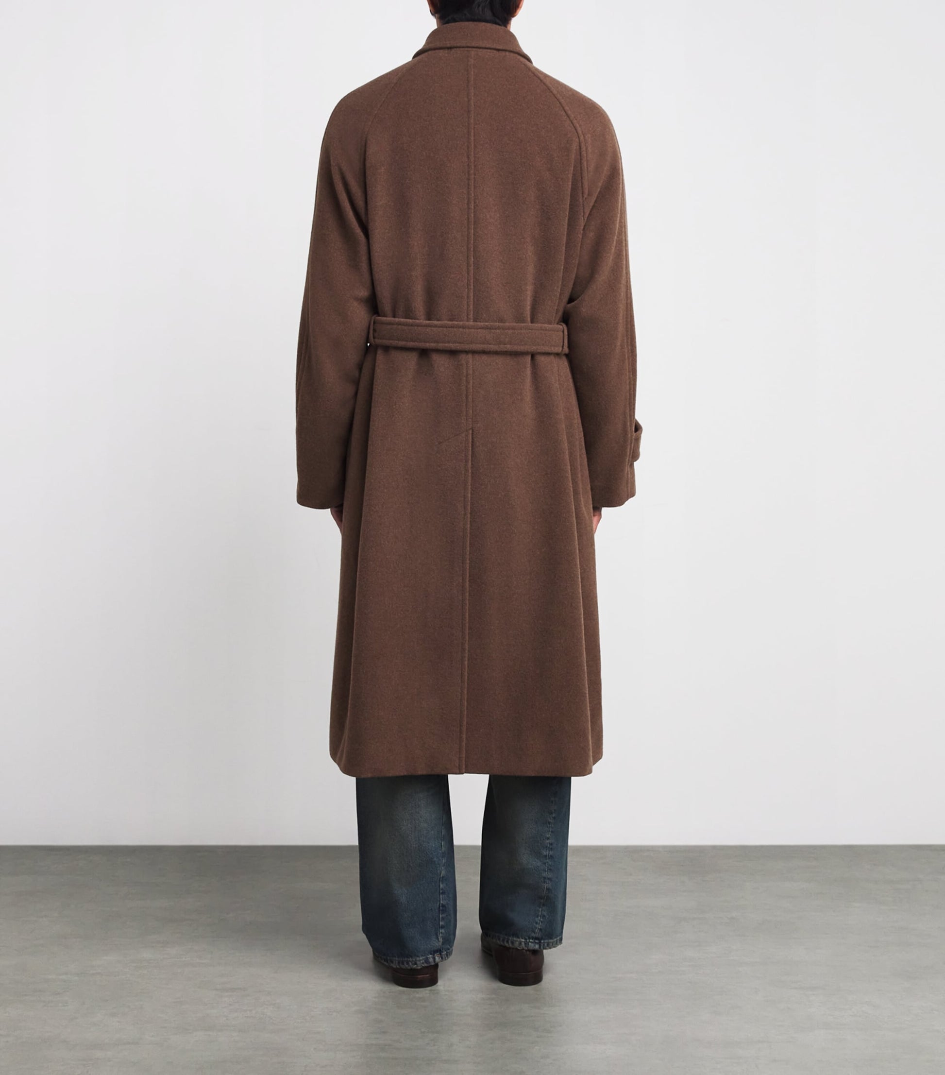 Auralee Brown Wool Mosser Soutien Collar Overcoat
