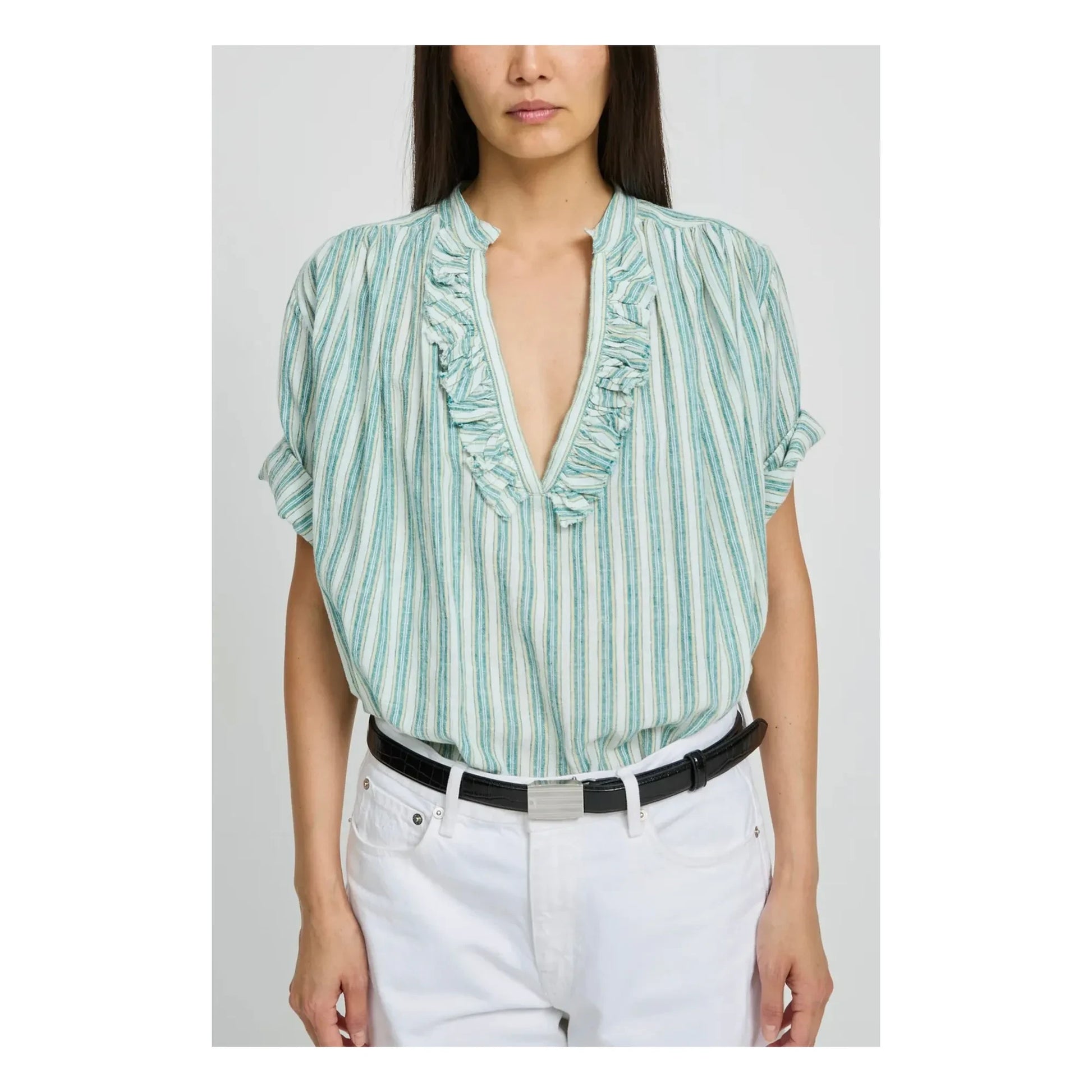 Laurence Bras - Dida Cotton Striped Blouse | Pale green