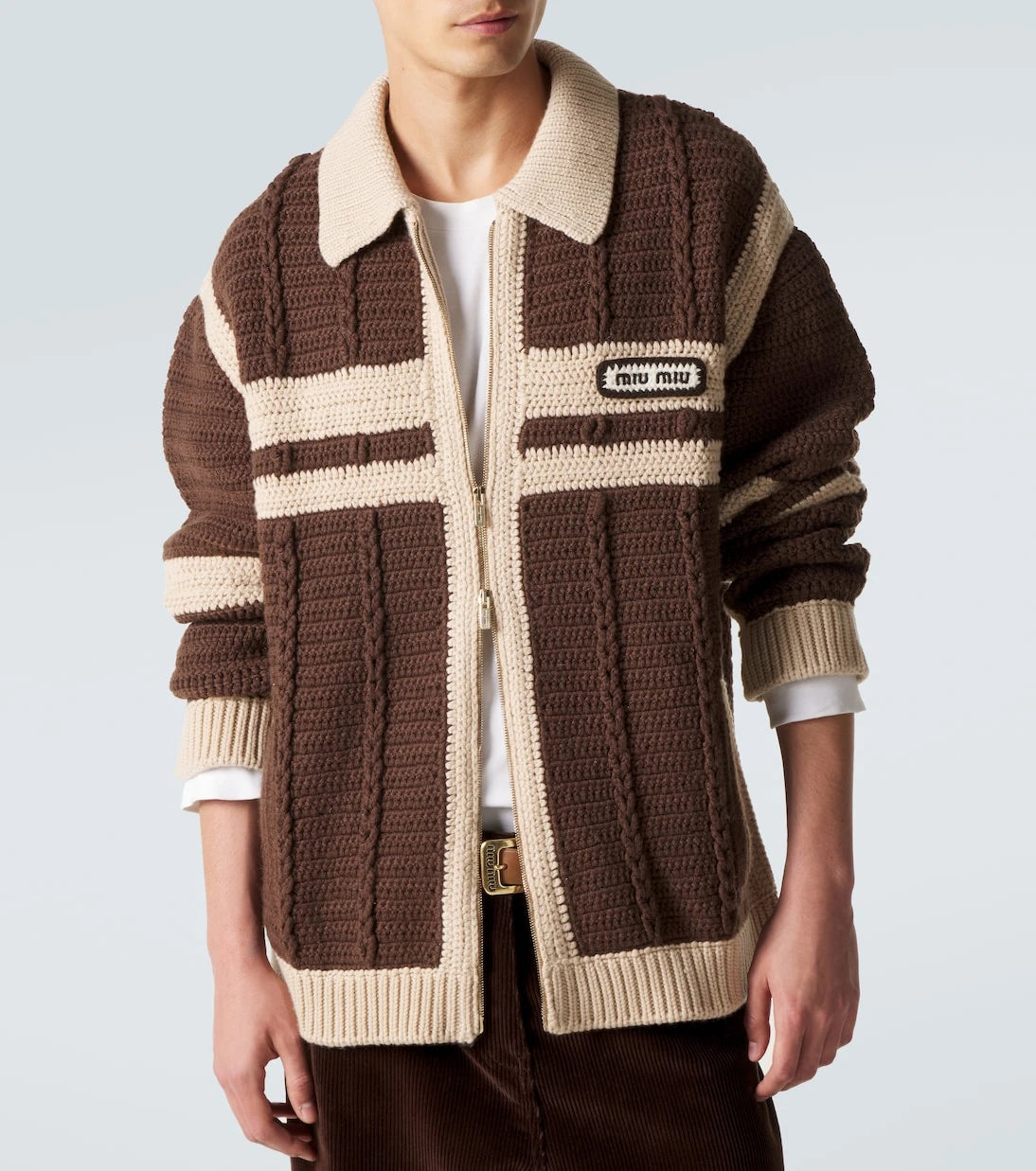 Miu Miu - Cable-knit cashmere zip-up sweater