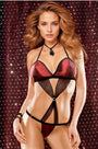Burgundy Satin and Mesh Teddy