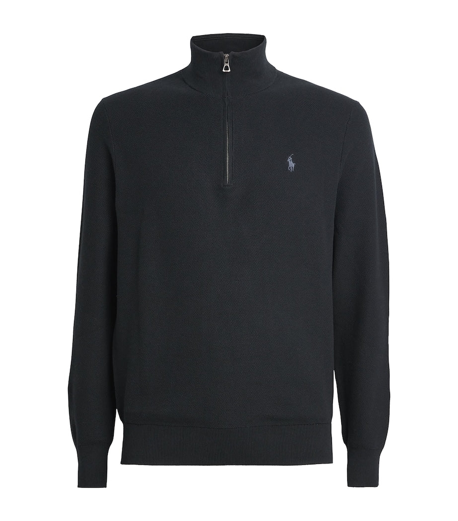 Polo Ralph Lauren Black Cotton Half-Zip Sweater