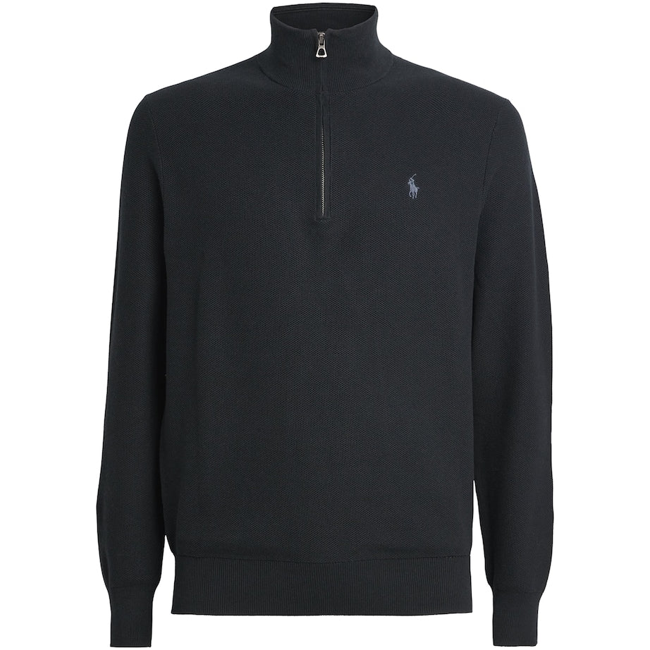 Polo Ralph Lauren Black Cotton Half-Zip Sweater