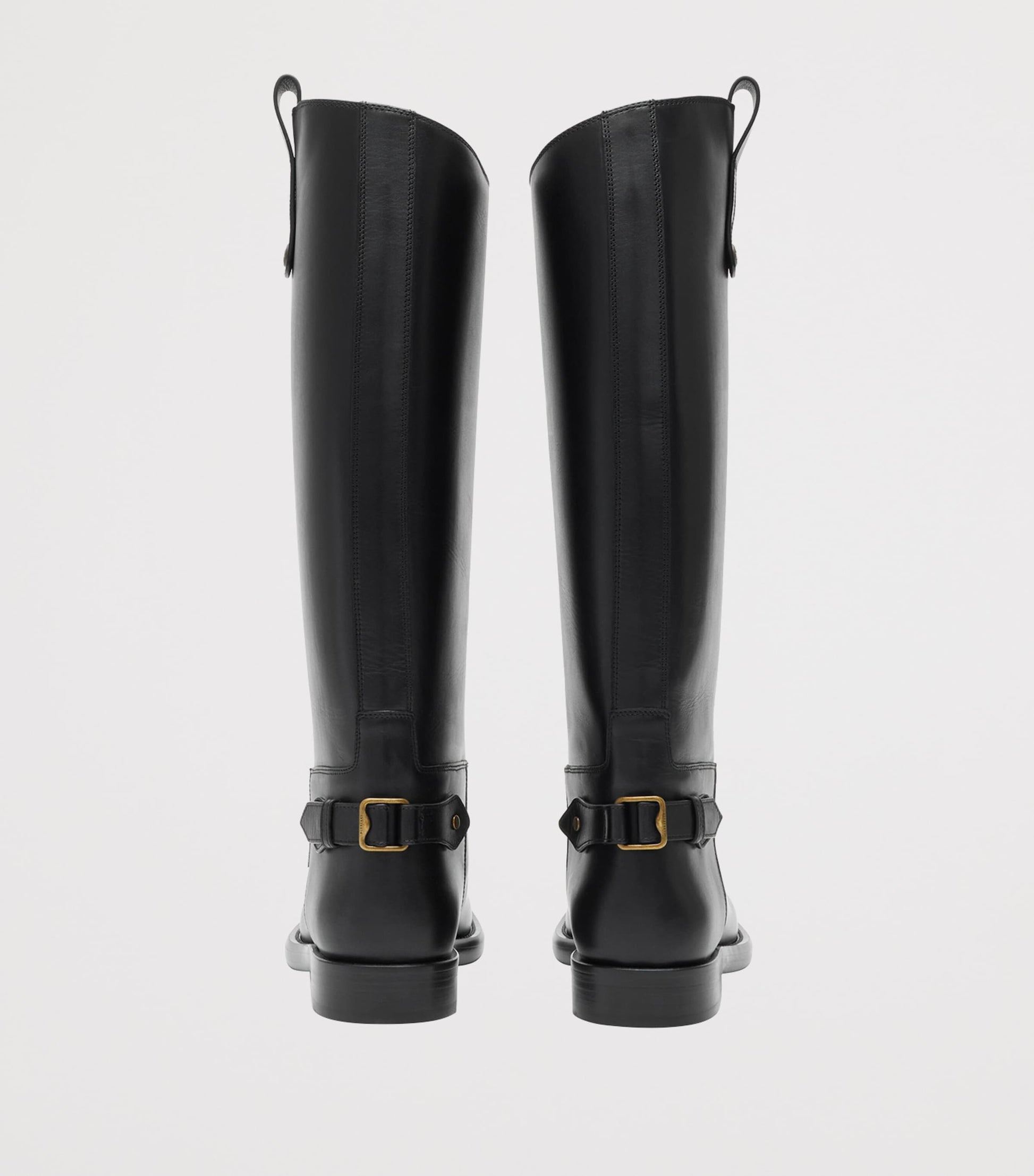 Black Calf Leather Cavalier Knee-High Boots
