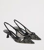 Amita 45 Lace-Leather Slingback Pumps