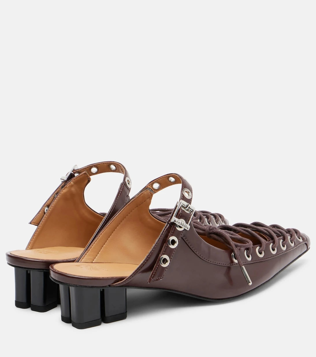 Ganni - Eyelets 35 lace-up mules