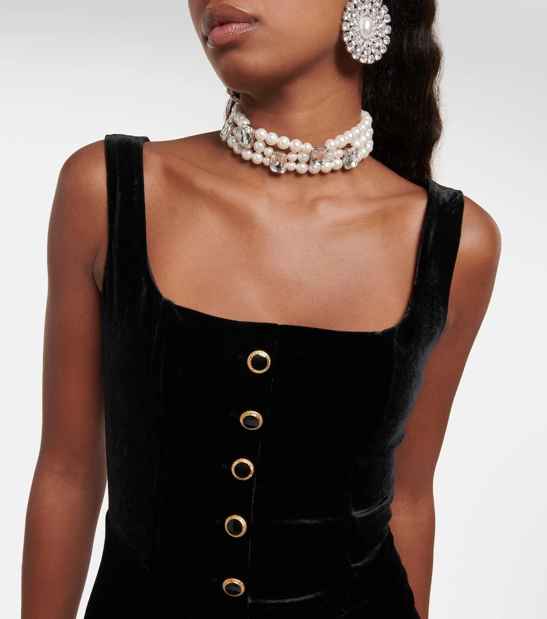 Alessandra Rich - Feather-trimmed velvet minidress