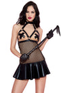 Dominating Diva Cupless Vinyl Fishnet Mini Dress