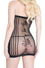 Love Quotes Sheer Striped Mini Body Stocking Dress