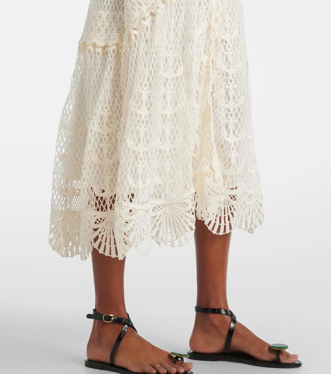 Farm Rio - Tiered guipure lace maxi dress