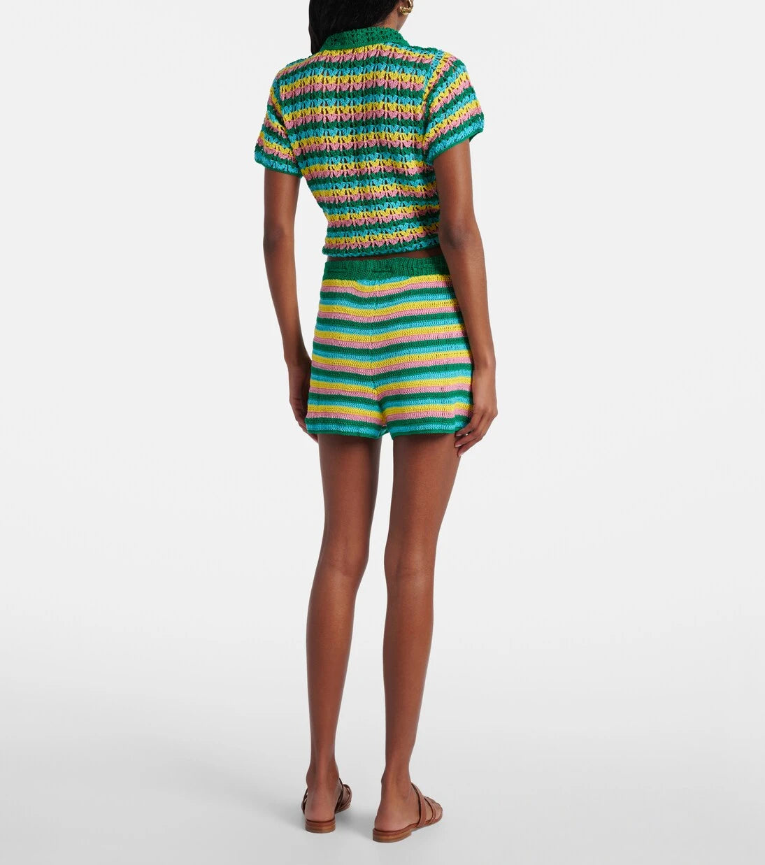 Anna Kosturova - Striped crochet cotton shorts