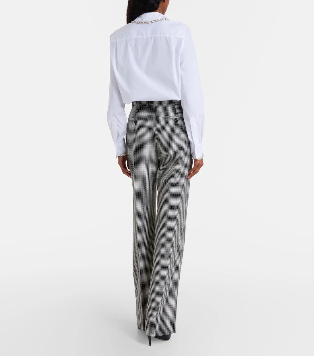 McQueen - Gingham wool wide-leg pants