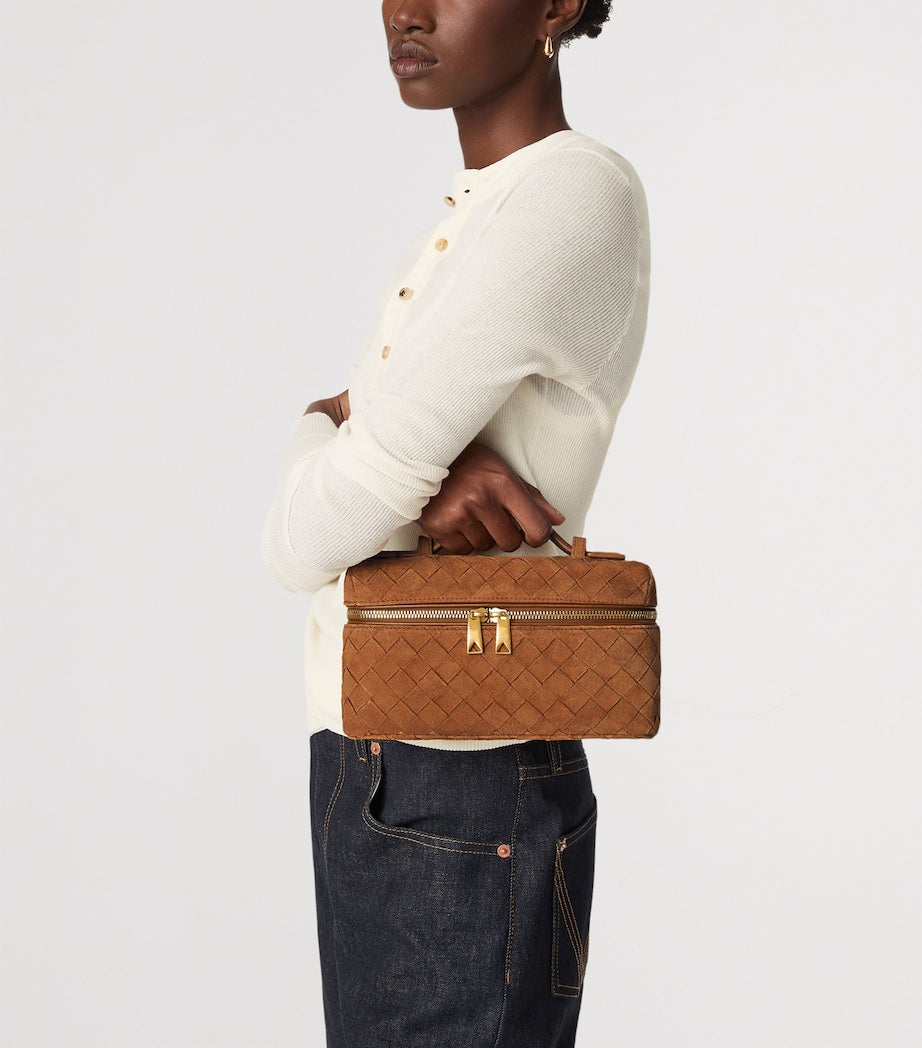 Brown Suede Bang Bang Vanity Case Top-Handle Bag