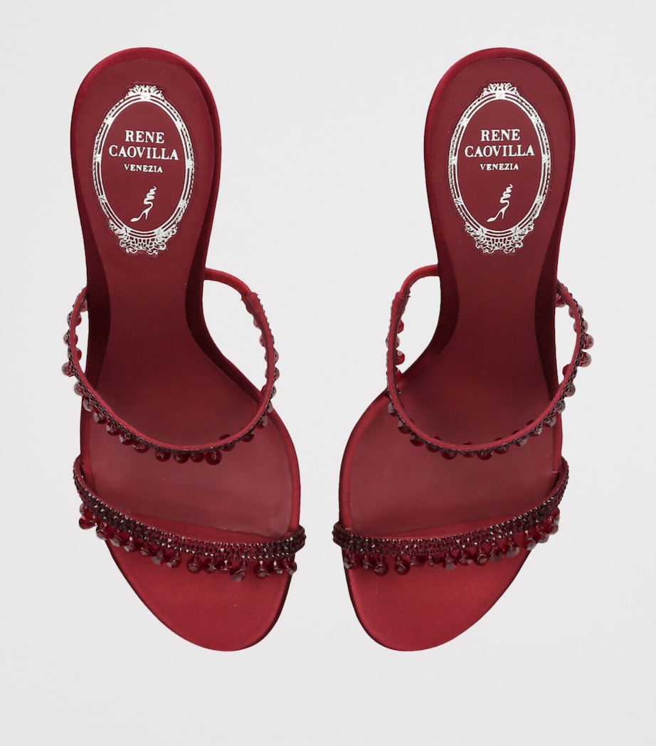 René Caovilla Burgundy Satin Chandelier Mules 80