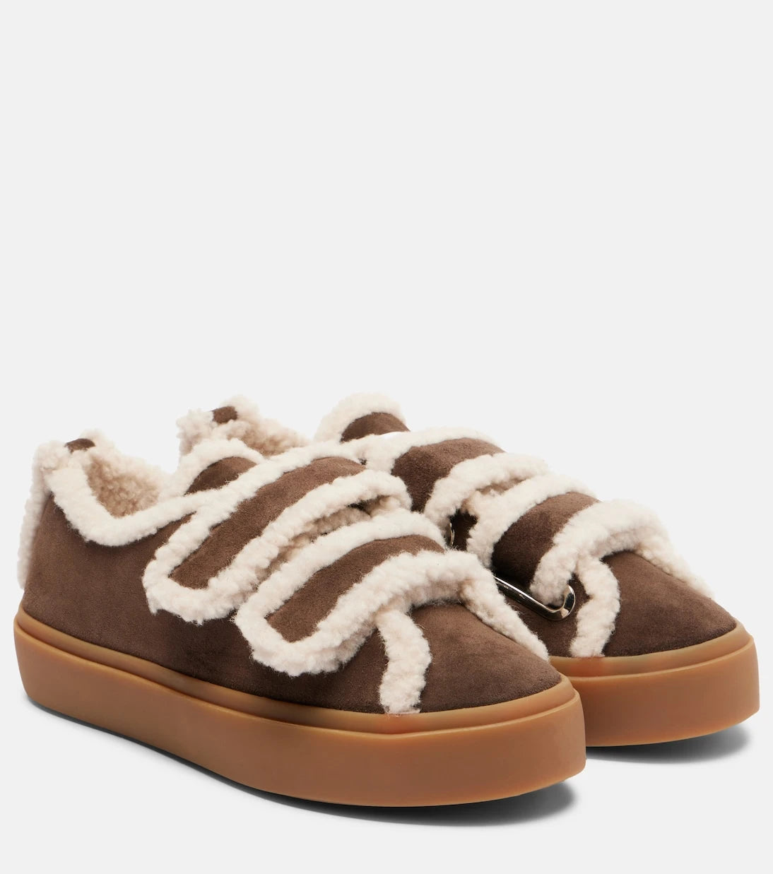 Inuikii - Shearling-trimmed suede low-top sneakers
