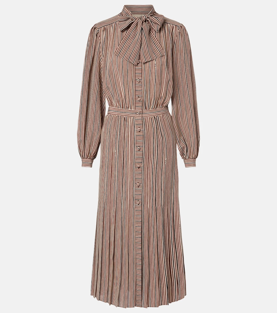 Valentino - Striped tie-neck silk midi dress