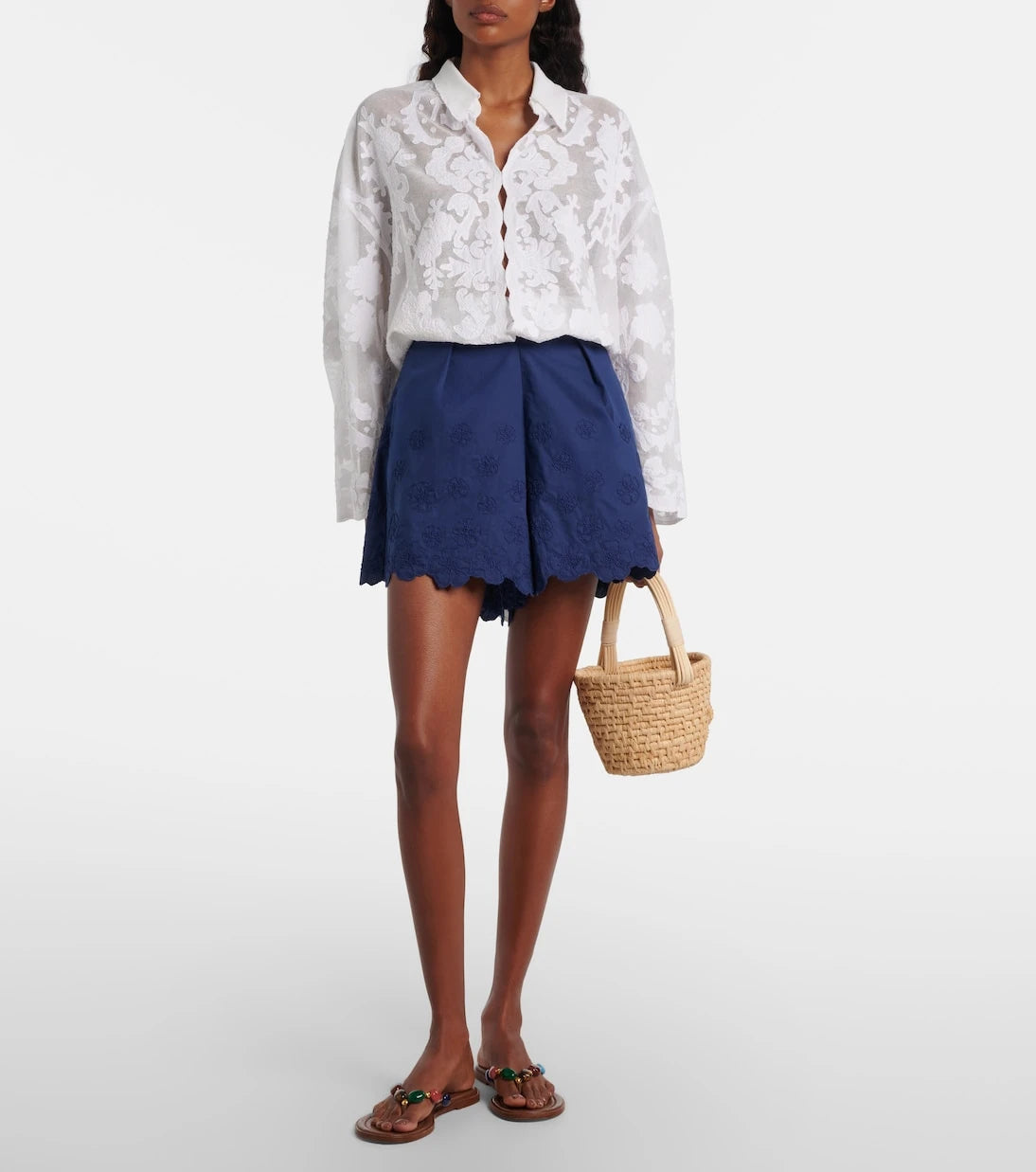 Juliet Dunn - Embroidered cotton shirt