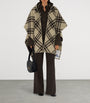 Burberry Beige Wool Reversible Check Hooded Cape