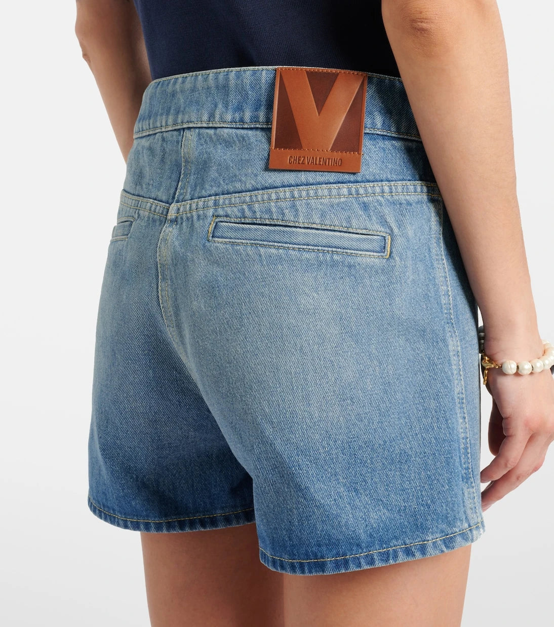 Valentino - VGold mid-rise denim shorts