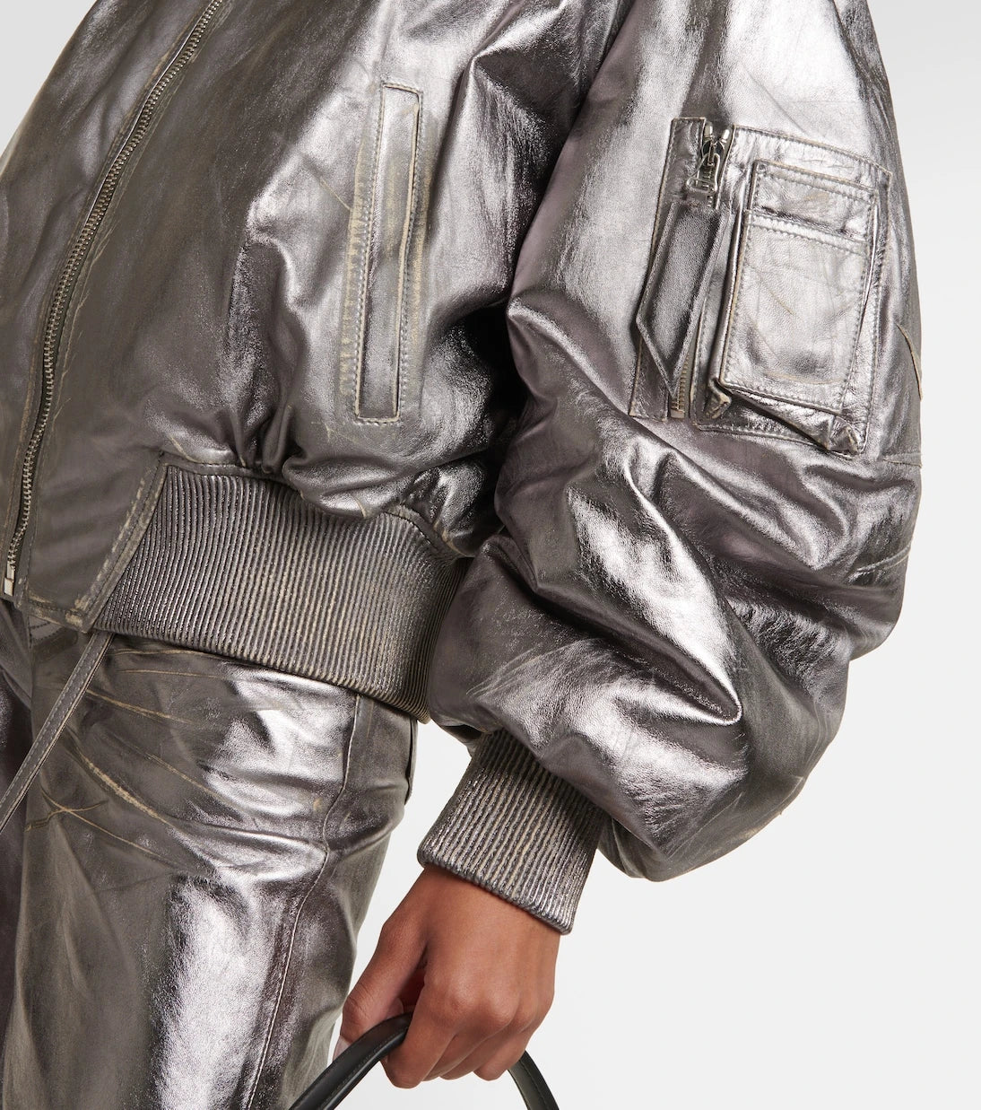 The Attico - Metallic leather bomber jacket
