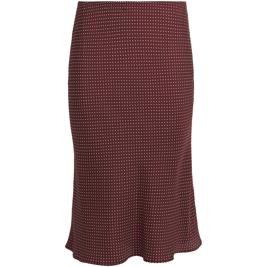 DÔEN Burgundy Silk-Blend Satin Elowette Midi Skirt