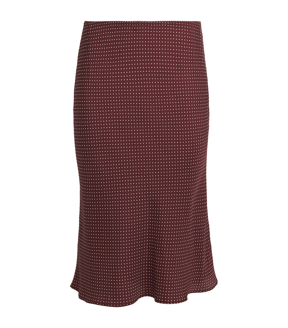 DÔEN Burgundy Silk-Blend Satin Elowette Midi Skirt