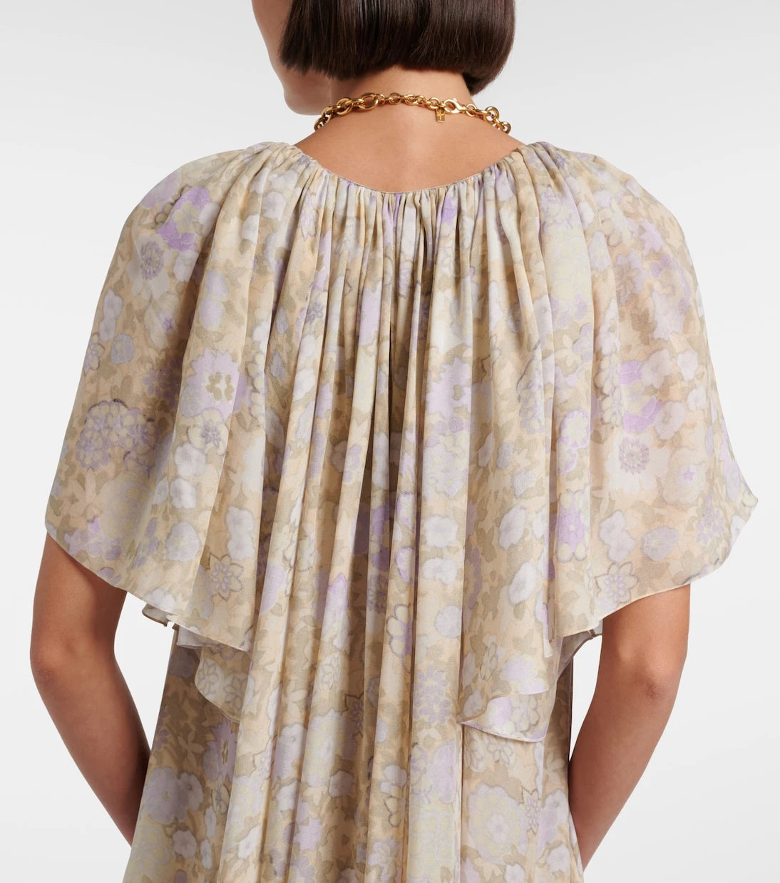 Chloé - Floral ruffled silk charmeuse minidress