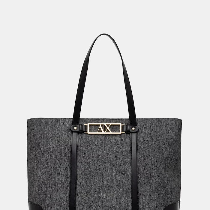 Armani Exchange suni deri kadın shopping çanta
